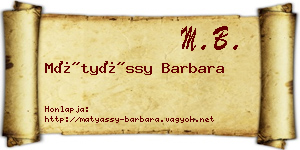 Mátyássy Barbara névjegykártya